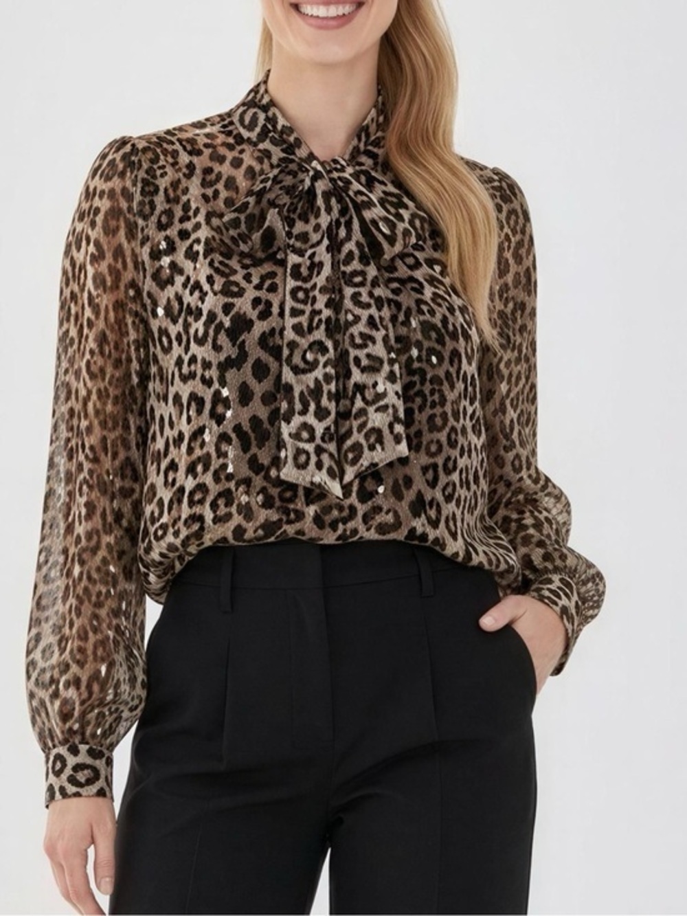 Haver  Animal Print Sheer Blouse